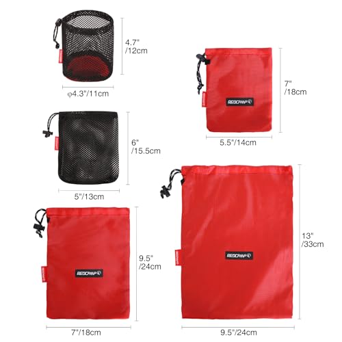 Redcamp 5-Piece Small Ditty Bags Set, Black – Ultralight Nylon Mesh & Fabric Pouches