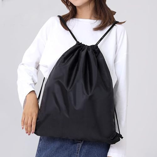 Drawstring Backpack - 4-Pack Polyester Gym Cinch Sack - Black