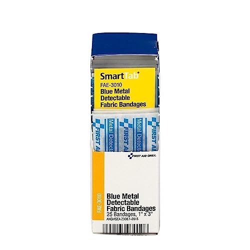 Metal Detectable Adhesive Bandages - 1 x 3 Inch - 25 Count Blue Refill