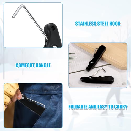 Ice Skate Lace Tightener - Foldable Black Shoe Puller Tool