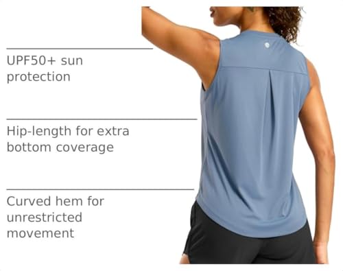 G Gradual Women's Tank Top - Sleeveless Athletic Yoga Top, Medium, Dusty Blue