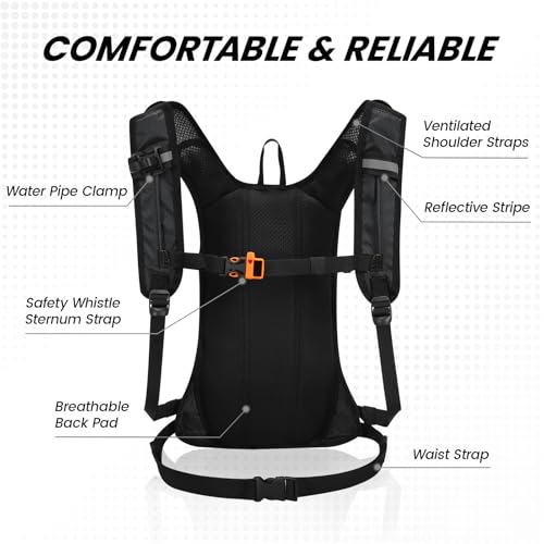 Hydration Pack Backpack with 2L Water Bladder - Black
