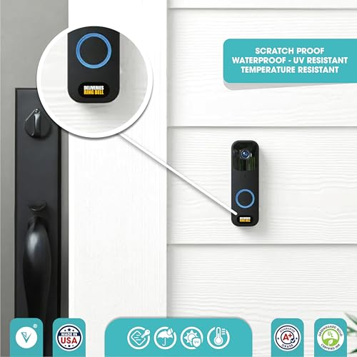 Tiny Deliveries Ring Bell Sign for Delivery Driver | All Deliveries Ring Doorbell | Tiny 3 Sizes Perfect for Video Doorbell | Matte Waterproof Sticker