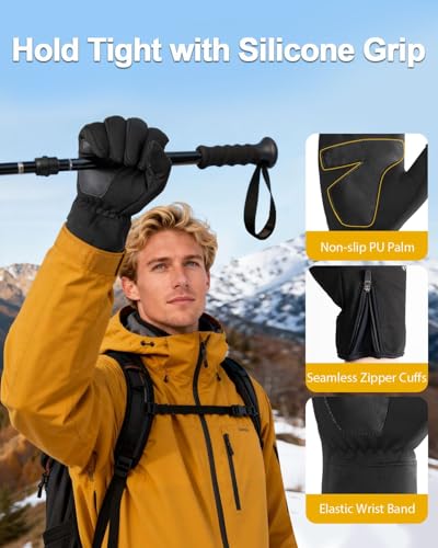 Thermal Plush Winter Gloves for Men & Women - Black, Small