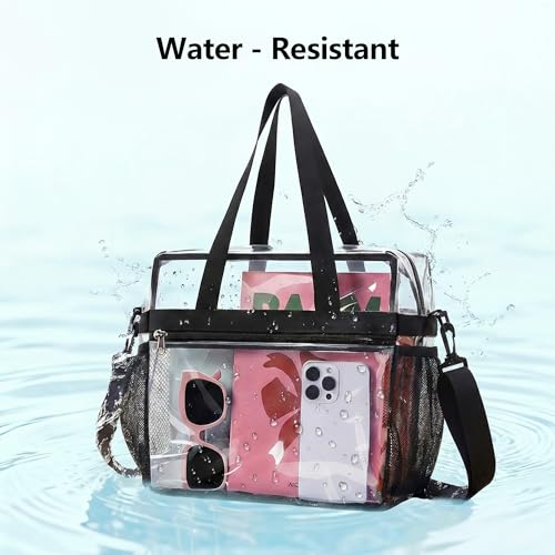 Clear Tote Bag for Stadium Events - 12x6x12 - Black