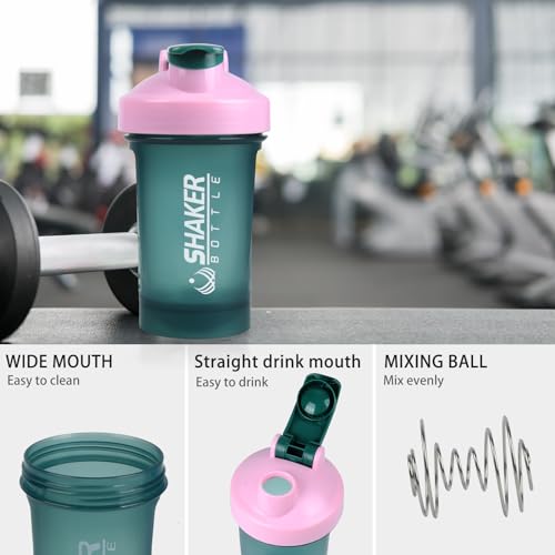 400ml Protein Shaker Bottle with Mixing Ball - Green