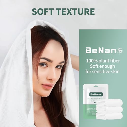 Benano 55 in x 27.5 Disposable Bath Towels | Ready to Use, 4 Pack