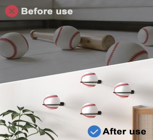 2-Pack Wall-Mounted Baseball & Softball Display Holders - Classic