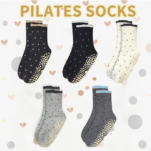 Cozy Non-Slip Yoga Socks for Women - 3 Pairs, One Size, Grey/Black