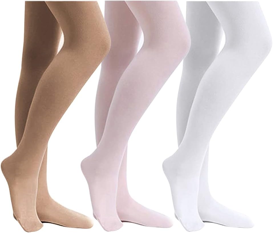 Stelle Ultra Soft Pro Dance Tights | Ballet Footed Tights for Girls - Toddler to Big Kid Sizes