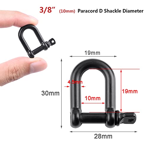 Metal Silver Bow Shackle for Paracord Bracelet - Black D Shackle