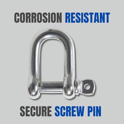316 Stainless Steel D-Shackle – Heavy-Duty Marine Shackle 6mm (2-Pack)