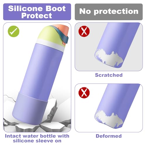Silicone Water Bottle Boot - Anti-Slip Protector for Owala 24oz - Purple