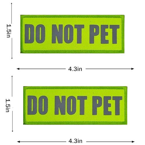 Reflective DO NOT PET Patch for Service Dogs - 2 Pack, Green