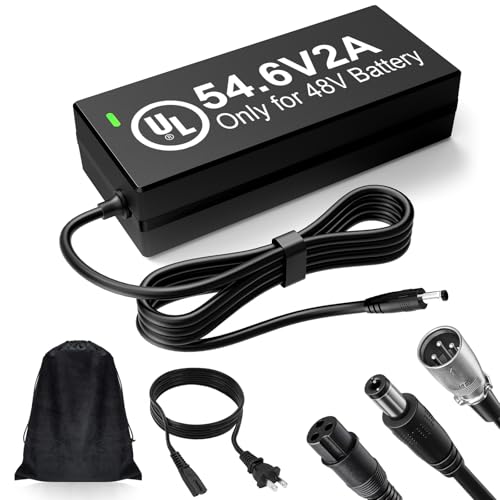 48V Lithium Battery Charger - UL Certified 54.6V 2A for E-Bikes