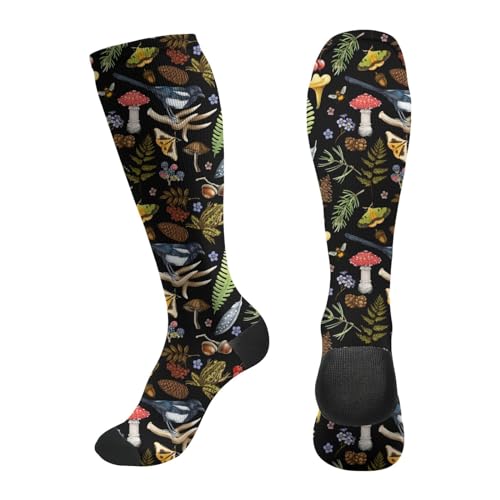 Compression Socks for Men & Women - Support Circulation - Watercolor Forest Bird
