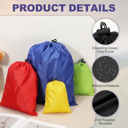 uxcell 210D Polyester Drawstring Bag with Toggle - Black, 10x12 Inch (5 Pack)