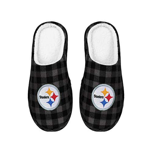 Men's Sherpa Lined Buffalo Check Memory Foam Slippers