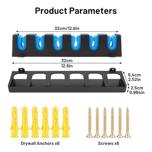 Fishing Rod Holder Wall Mount - 6-Rod Storage Rack, Vertical Blue