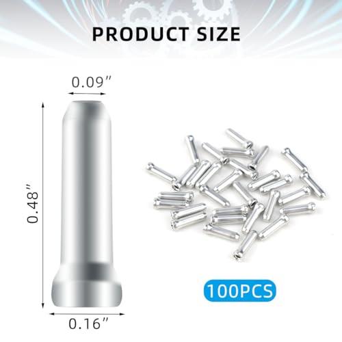 100 Pcs Aluminum Alloy Bike Cable End Caps for Brake and Derailleur Wires