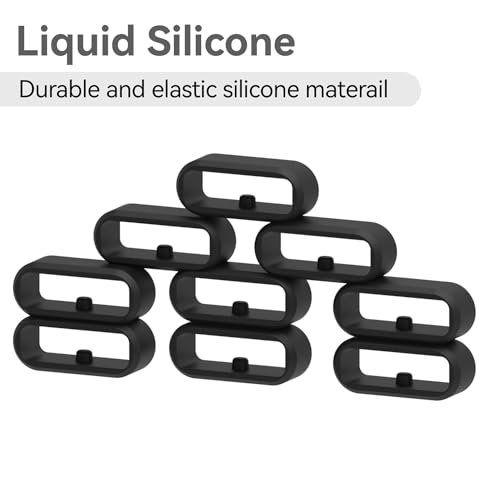 Silicone Band Keeper Rings for Smart Bands - Black - 6 Pack