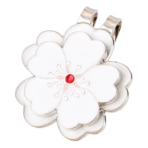 Cute Magnetic Golf Hat Clip - White Flower Design