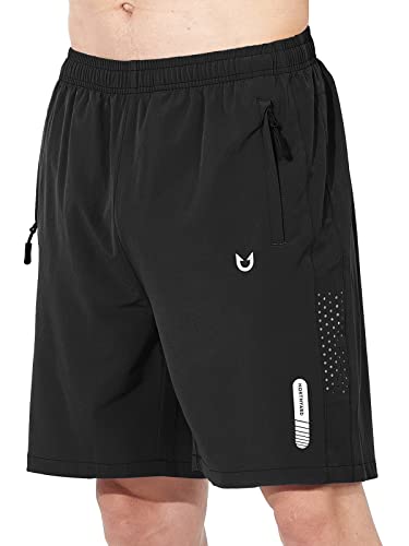 Men's Athletic Running Shorts with Zipper Pockets - Quick Dry & Breathable