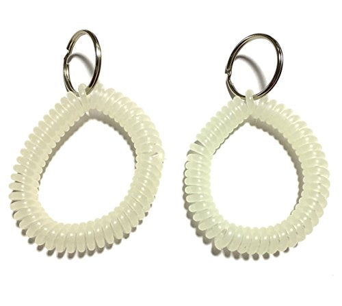 2pc Glow in the Dark Key Chain Wrist Coil with Key Ring