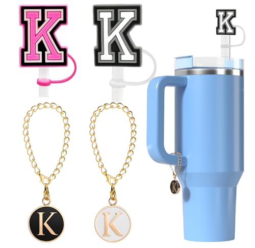 Initial Straw Cover and Charm Set for 10mm Tumbler Straws - Letter K