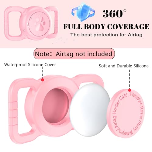 Waterproof Silicone AirTag Holder for Dog Collar - Pink