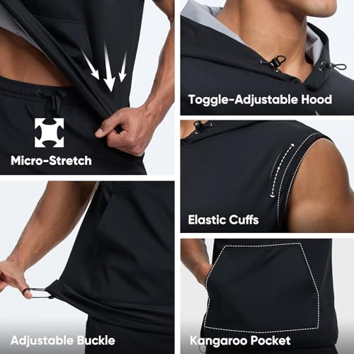 Sauna Shirt for Men - Weight Loss Hooded Pullover Vest - Black, Large