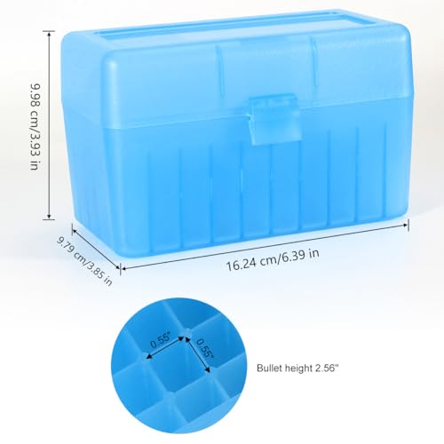 Locking Ammo Box - Portable Storage Case for 50 Rounds - Blue