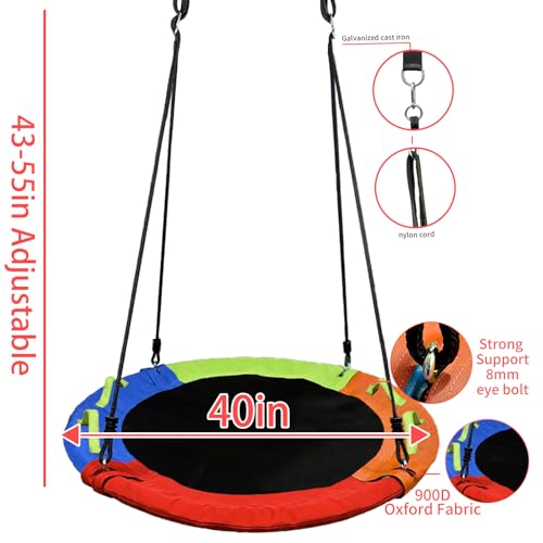 Rainbow Saucer Swing - 40 Inch, 900lbs Capacity, Adjustable Straps