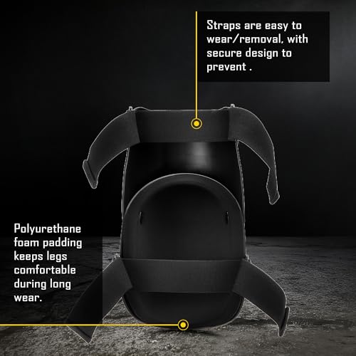 COOLJOB Heavy Duty Knee Pads with Anti-slip Strong Double Straps, Safety Work Knee Pads with Foam Padding for Men Women, Ideal for Gardening Construction Home Improvement, 1 Pair, Black/Yellow