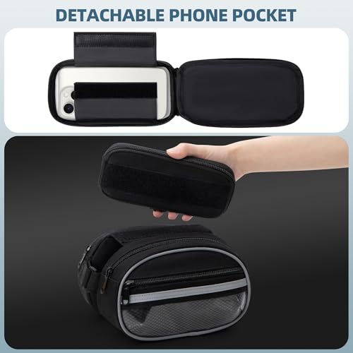 Bike Frame Bag, Bicycle Handlebar Phone Black