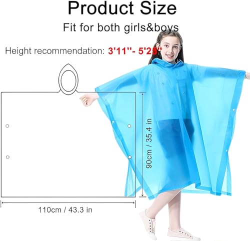 Emergency Rain Ponchos for Kids - 2 Pack Blue & Pink