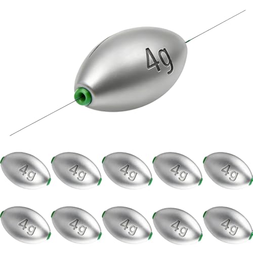 Egg Sinkers Fishing Weights - Oval Slip Sinker 1/8oz - 10pcs