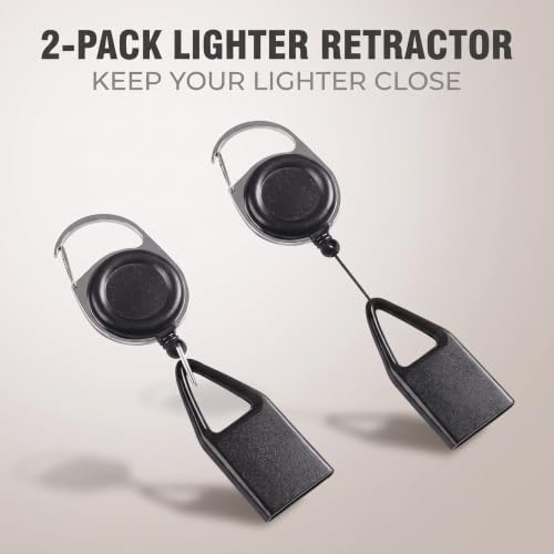 Retractable Lighter Clip Keychain - 2 Pcs Black Belt Leash