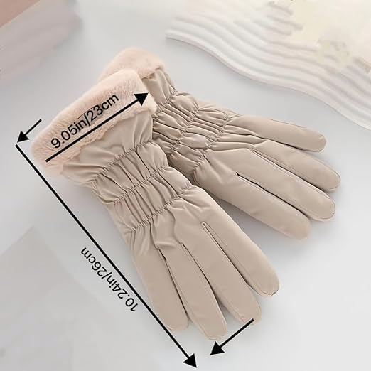 Thermal Winter Gloves for Women - Beige, Windproof Cycling & Running