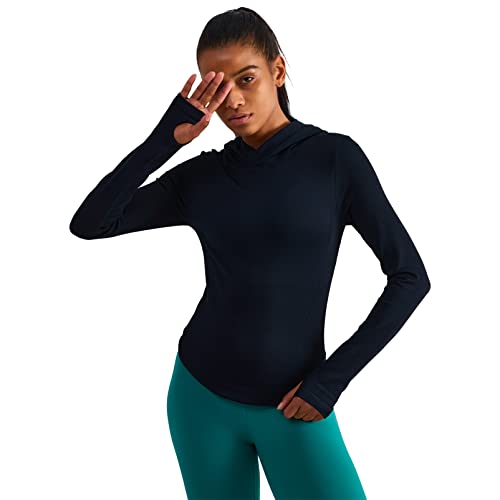 Women's Hooded Long Sleeve Athletic Running Shirt with Thumb Holes