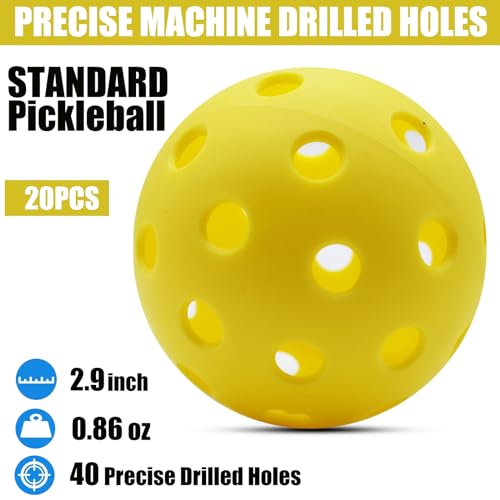Magicorange Yellow Pickleball Balls 20 Pack – USAPA Approved Outdoor Sports Equipment