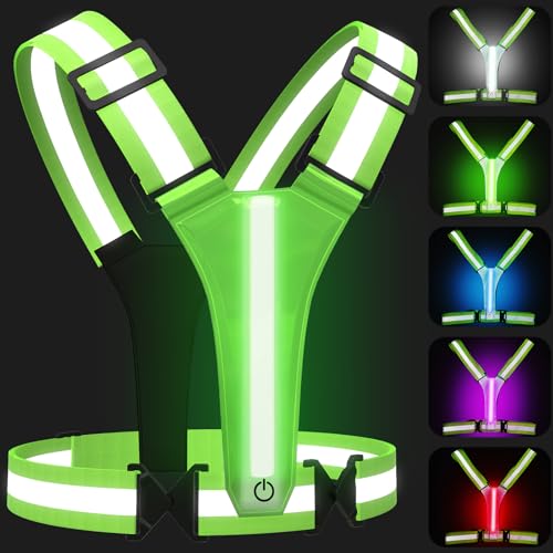 LED Reflective Vest for Running, Cycling & Walking - Adjustable & Rechargeable