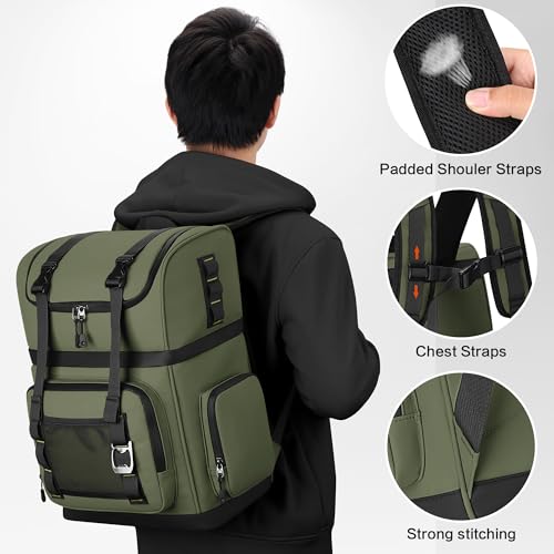 YOUNGOA Green Large 44 Can Cooler Backpack with Dual Insulated Compartments