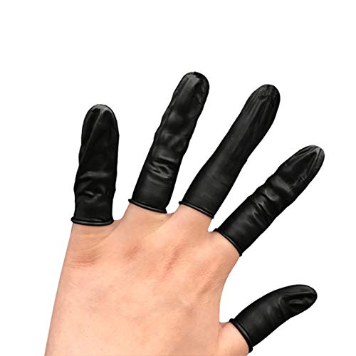 150pcs Disposable Latex Finger Cots - Black 65x25mm