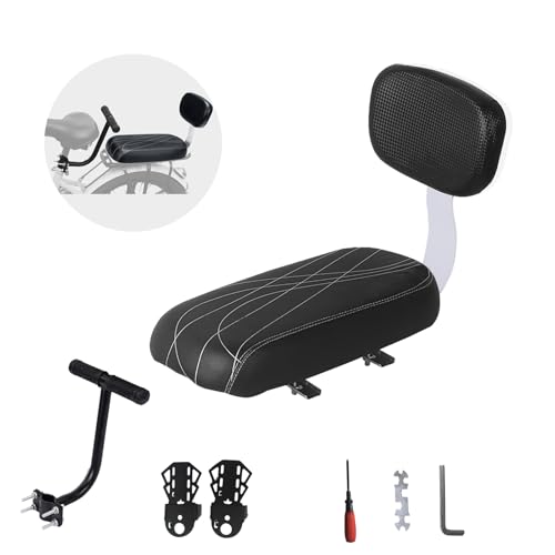 Bicycle Rear Seat with Backrest & Cushion for Kids - Black