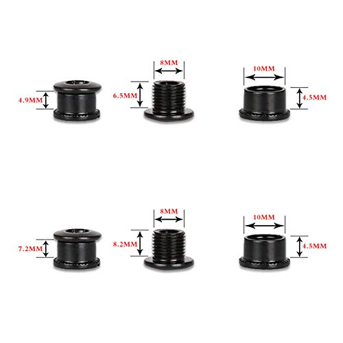 5pcs Black Chainring Bolts for Mountain & Road Bikes - 4.9mm