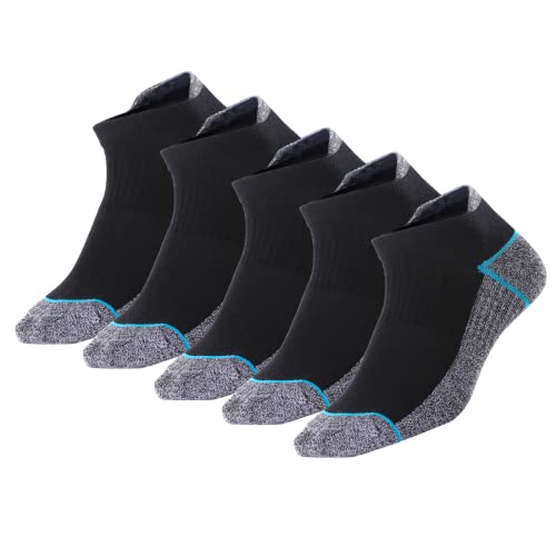 Kodal Copper Ankle Athletic Socks 6-10 Black/Blue - 5 Pairs moisture wicking odor control
