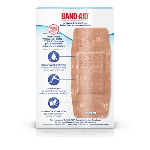 Band-Aid Tough-Strips 100% Waterproof Adhesive Bandages Extra Large