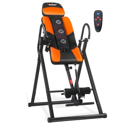 Inversion Table with Heat & Massage - Orange/Black, 350 lbs Capacity