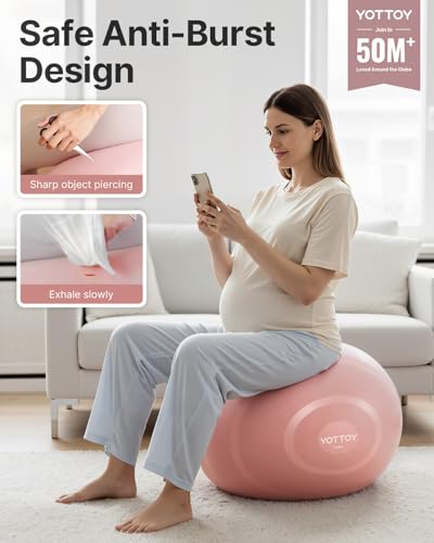 Anti-Burst Exercise Ball for Yoga, Fitness & Pregnancy - 2000lbs Capacity
